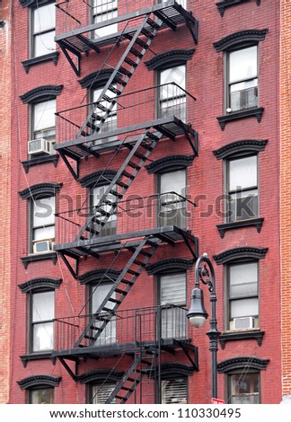New York City, Old building with fire escape