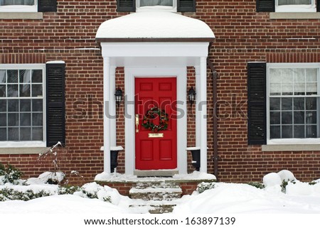 Front Door With Christmas Wreath