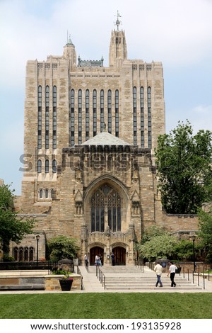 NEW HAVEN, CT, USA - CIRCA MAY 2011: View of the Sterling Library of Yale University, whose campus is  considered to be the most attractive in the Ivy League.