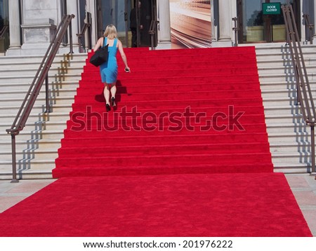 WASHINGTON - JUNE 2014: The red carpet is rolled out as guests arrive for an awards dinner.