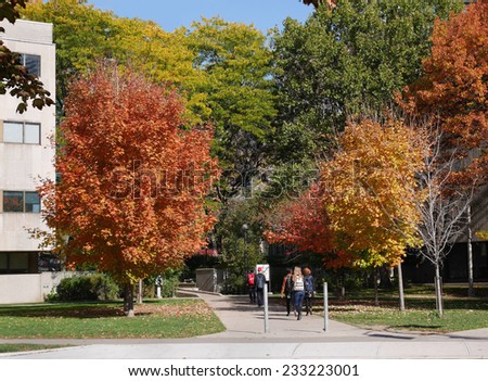 college campus with fall colors