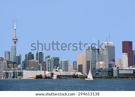 TORONTO - JULY 2015:  Toronto\'s city plan has successfully encouraged redevelopment of former industrial land on the waterfront as seen in Toronto in July 2015.