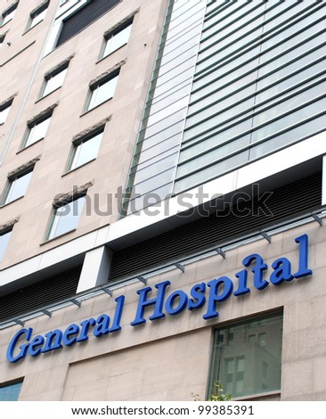 Hospital building and sign