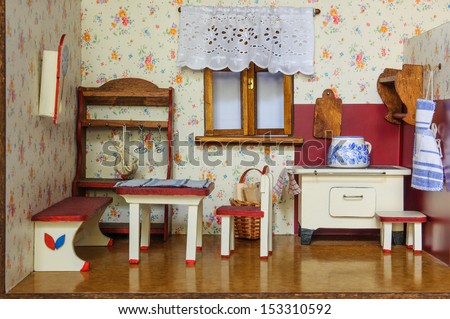 Detail Of Retro Living Room In Doll House