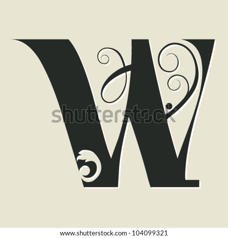 Calligraphic Letter W Stock Vector Illustration 104099321 : Shutterstock