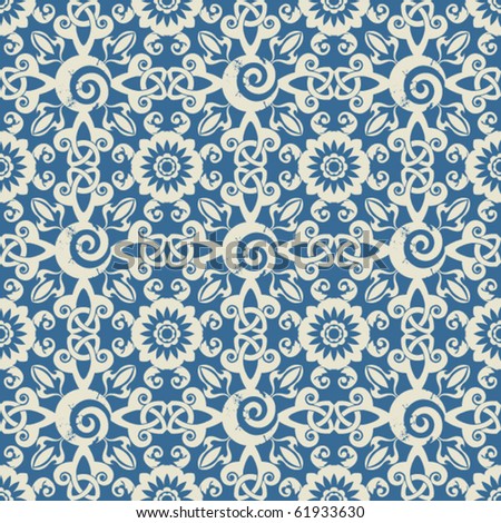 stock vector repeating blue textile design