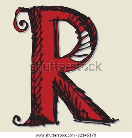 Doodle Abc Hand Drawn Letter R Stock Vector Illustration