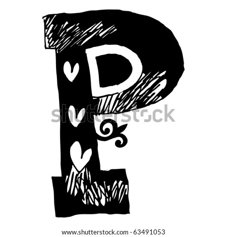 stock photo scribble alphabet hand drawn letter P isolated on white 
