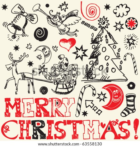 scribble christmas funny doodles hand drawn design elements scribble christmas funny doodles hand drawn design elements
