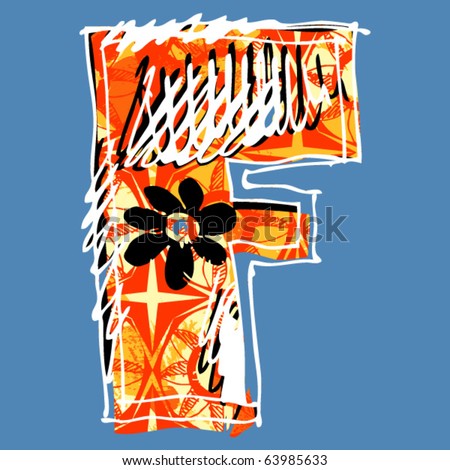 Graffiti Alphabet, Hand Drawn Letter F Stock Vector Illustration