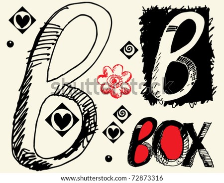 Childish Hand Drawn Alphabet, Crazy Doodle B Stock Vector Illustration ...