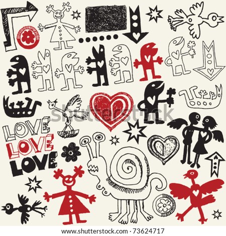 Logo Design Love on Crazy Love Doodles  Vector Design Elements   73624717   Shutterstock