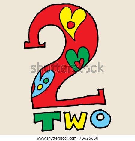 stock vector childish graffiti numerals doodle number two graffiti number 2