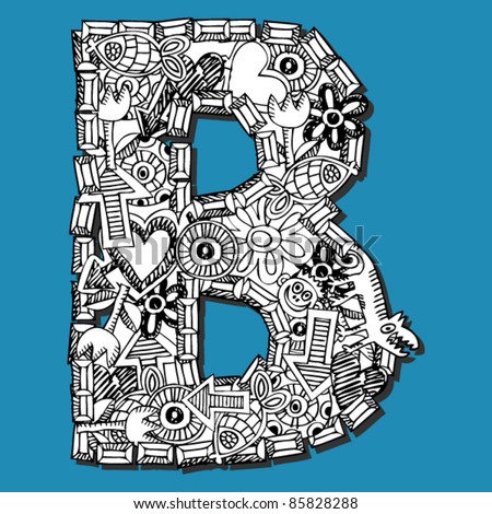 Doodle Abc, Crazy Letter B Stock Vector Illustration 85828288 ...