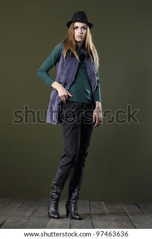Full length Beautiful fashion casual girl standing posing