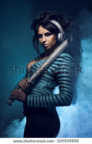 sexy fashion girl  with a Earphones