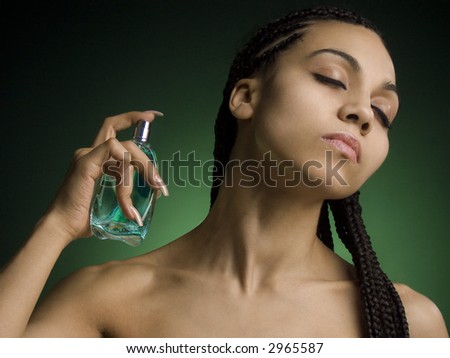 The young girl with perfumery in gentle tone