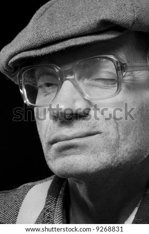 Black-and-white emotional portrait elderly men