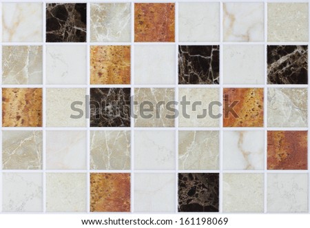 square tiles in marble with colorful effects
