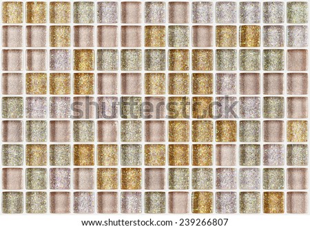 tile mosaic square decorated with glitter golden texture background