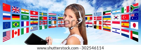 call center operator global international communications concept