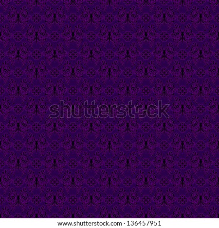 Seamless Purple & Black Damask