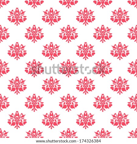 Seamless Red & White Damask Motif Pattern