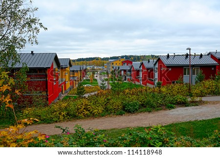 A row of newly constructed condominiums in Porvoo, Finland