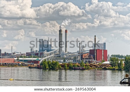 Industrial Paper Mill along a riverbank