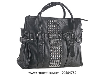 Black fashion ladies handbag against white background