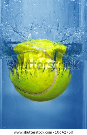 Splashing tennis ball