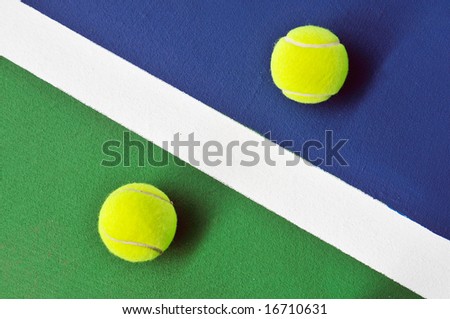 Two Tennis ball on the court