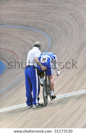MOSCOW - MAY 29: Kevin Seriou of France participates in European Track Cycling Cup May 29, 2009 in Moscow, Russia