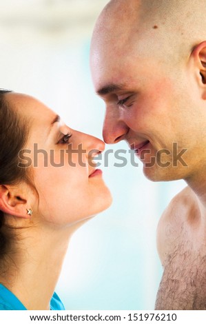 Romantic couple rubbing noses