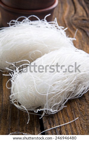 Raw Rice Noodles close up
