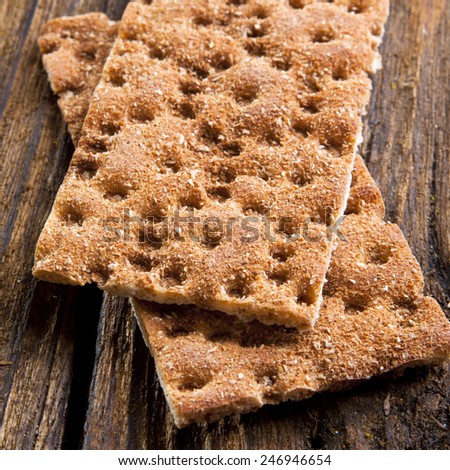 Rye Crisp Bread on wooden background