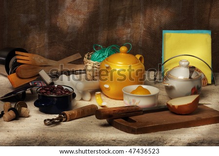 still life, much things on a cook-table