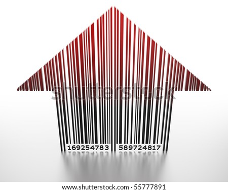 3d barcode image. stock photo : 3D barcode arrow