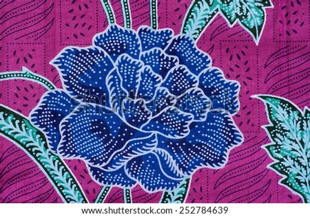 Blue flower batik sarong pattern background in Thailand