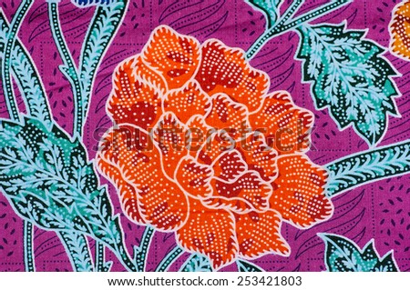 Flower batik sarong pattern background in Thailand