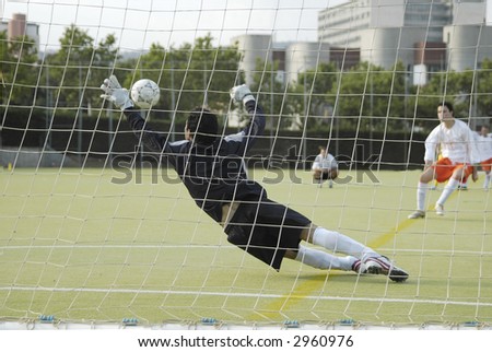 goalkeeper trying to stop a ball