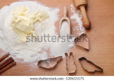 An image of ingredients for cookies on the table