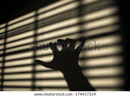 jalousie hand shadow on the wall