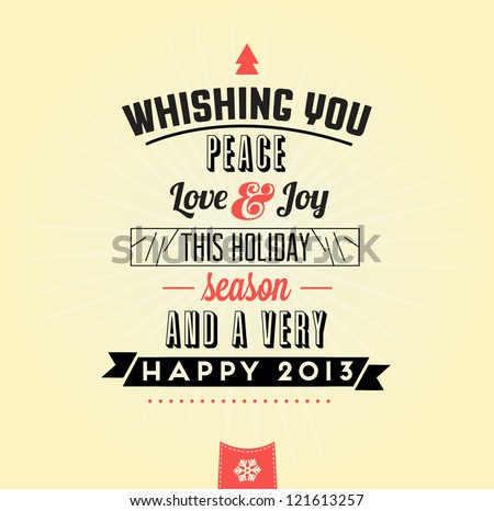 Retro Vintage Merry Christmas Greeting Card With Typography Stock Vector Illustration 121613257