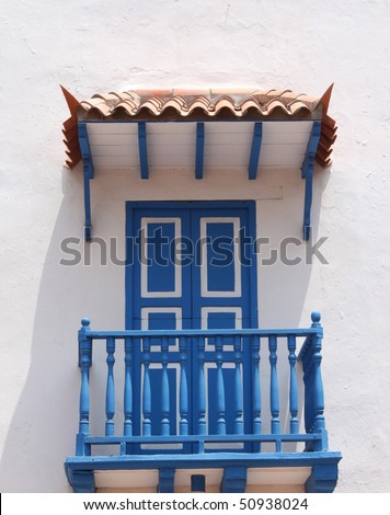 Colorful mediterranean hotel balcony with slate- ancient times