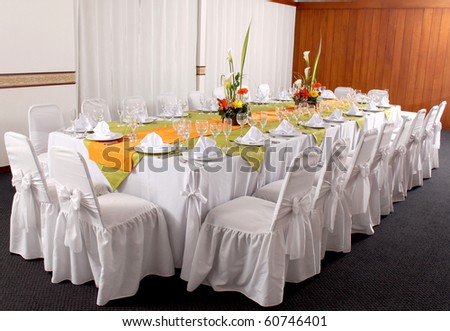 stock photo Fancy wedding reception area in the hotel