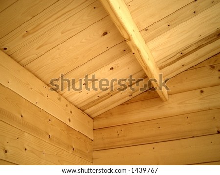 Interior detail of natural wood cabin