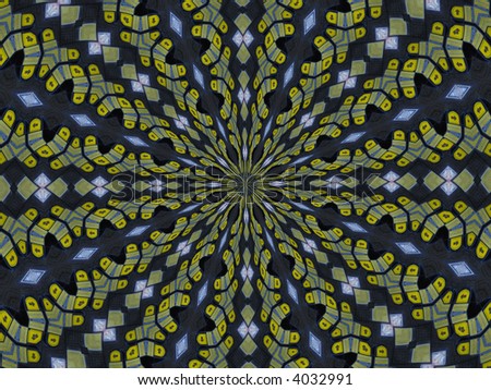 Kaleidoscope effect repeating abstract pattern.