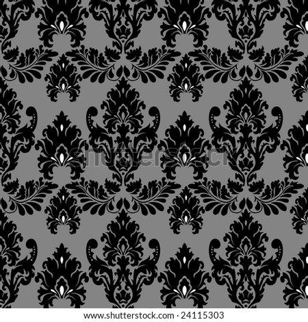 stock vector : black and white vintage Victorian wallpaper