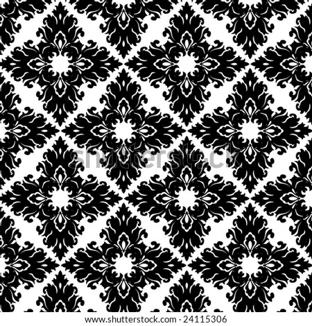 stock vector : black and white vintage Victorian wallpaper